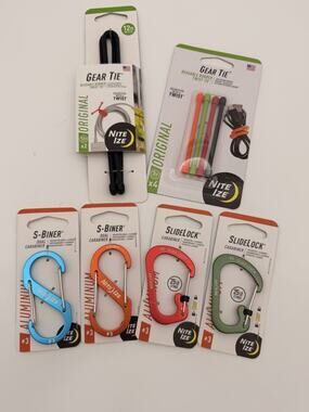 Nite Ize Gear Tie & Carabiner Lot S-Biner SlideLock 10pc NIP